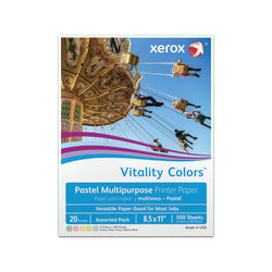 Xerox Vitality Colors Color Multi-Use Printer & Copy Paper, Assorted Pastels, Letter (8.5in x 11in), 500 Sheets Per Ream, 20 Lb, 30% Recycled