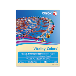 Xerox Vitality Colors Pastel Plus Color Multi-Use Printer & Copy Paper, 1 Ream, Ivory, Letter (8.5in x 11in), 500 Sheets Per Ream, 24 Lb, 30% Recycled