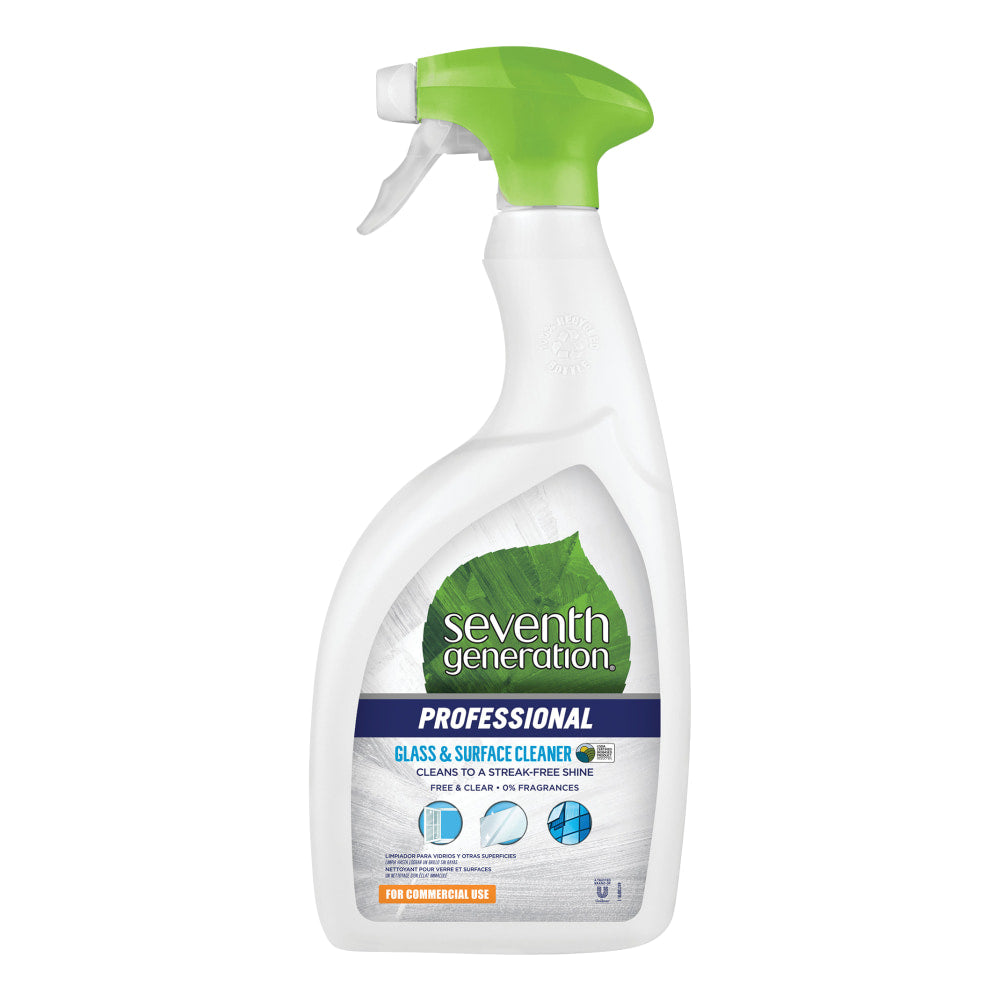 Seventh Generation Professional Glass And Surface Cleaning Spray, Free & Clear Scent, 32 Oz Bottle