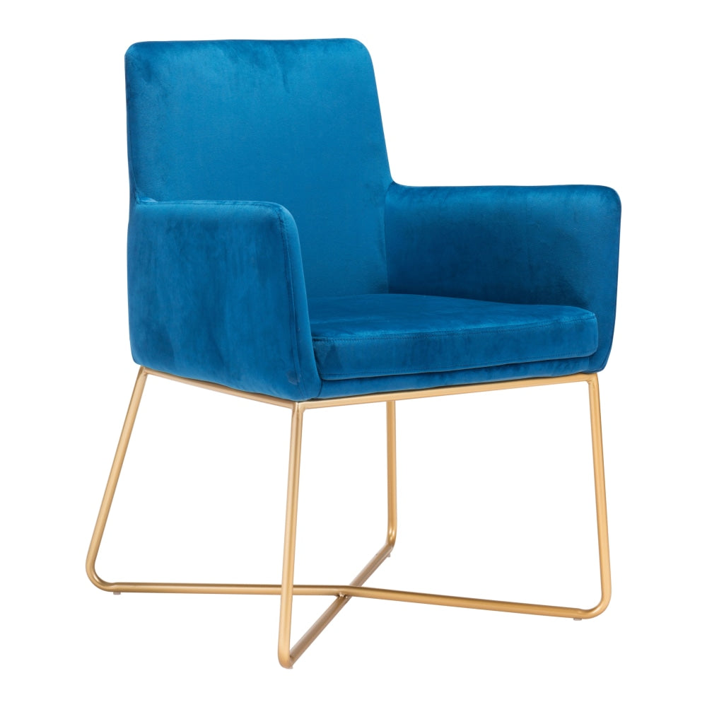 Zuo Modern Honoria Arm Chair, Dark Blue/Gold