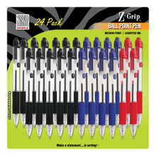 Load image into Gallery viewer, Zebra Pen Z-Grip Retractable Ballpoint Pens, Pack Of 24, Medium Point, 1.0 mm, Translucent Barrel, Assorted Ink Colors