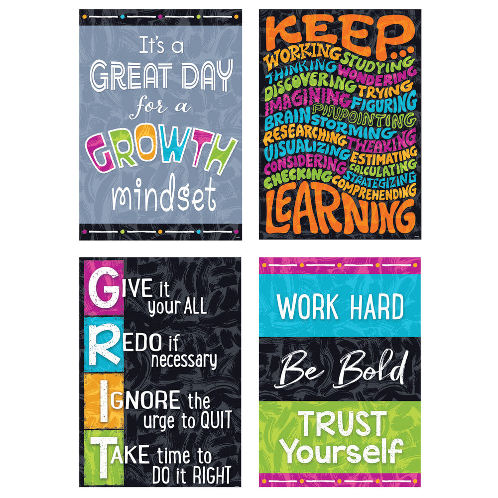 Trend ARGUS Posters, 13-5/16in x 19in, Mindset Messages, Pack Of 4 Posters