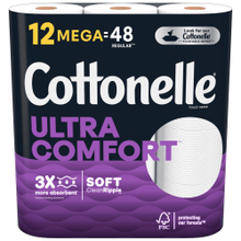 Load image into Gallery viewer, Cottonelle UltraComfort 2-Ply Bath Tissue, 3-7/8in x 4in, White, 268 Sheets Per Roll, Pack Of 12 Rolls