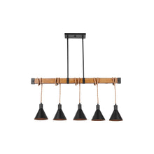 Load image into Gallery viewer, Kenroy Home Abilene 5-Light Island Ceiling Lamp, 40-1/4inW, Black Shade/Brown Base