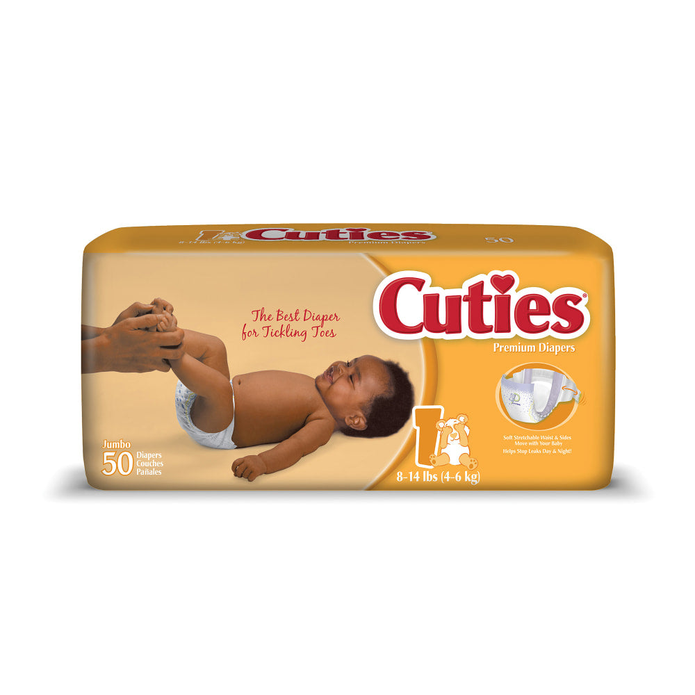 Cuties Baby Diapers, Size 1, 8-14 Lb, Box Of 50