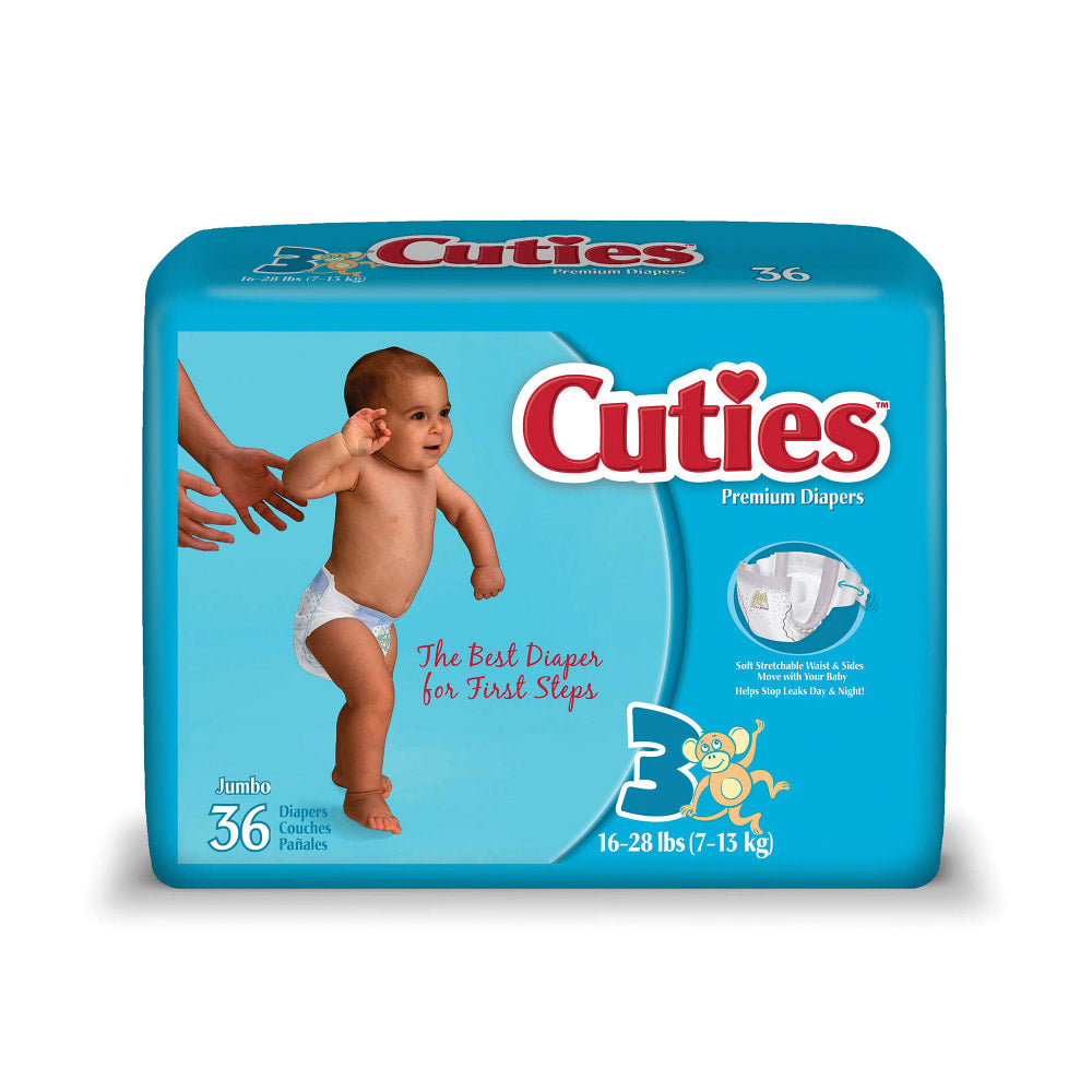 Cuties Baby Diapers, Size 3, 16-28 Lb, Box Of 36