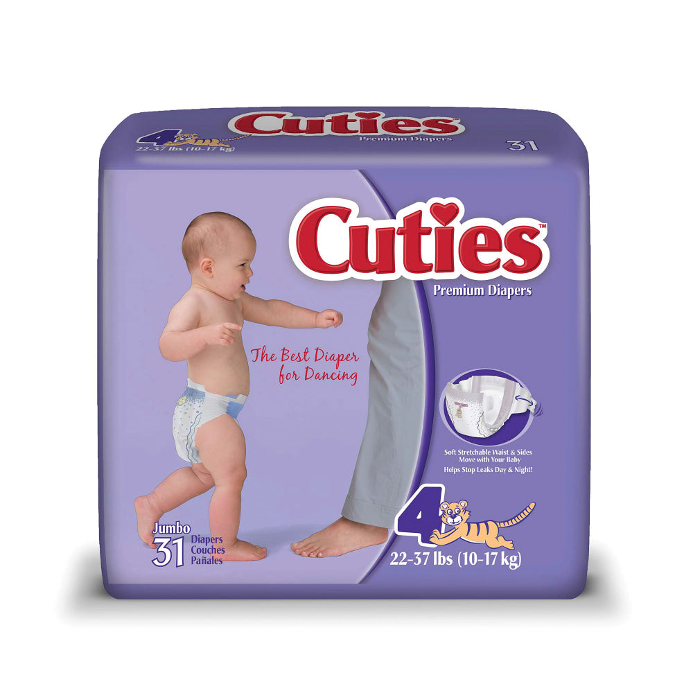 Cuties Baby Diapers, Size 4, 22-37 Lb, Box Of 31