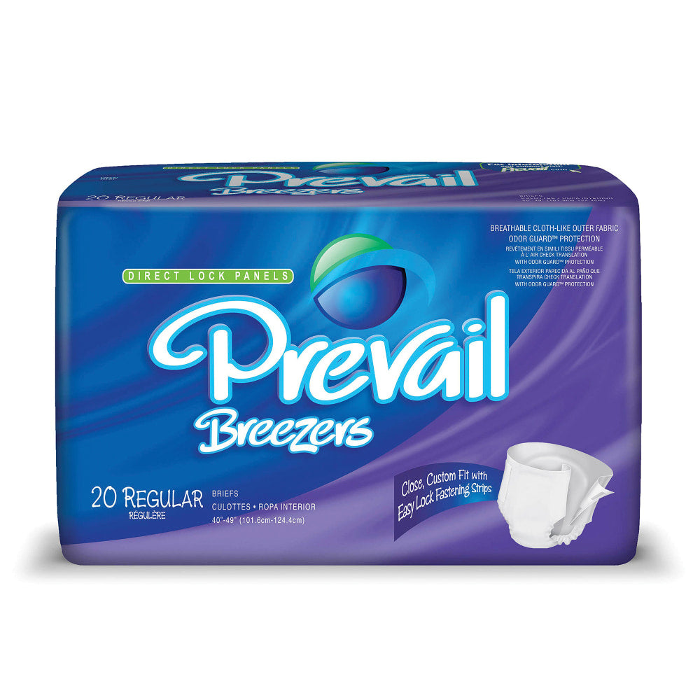 Breezers By Prevail Adult Briefs, Regular, 40in-49in, Lavender, Box Of 20