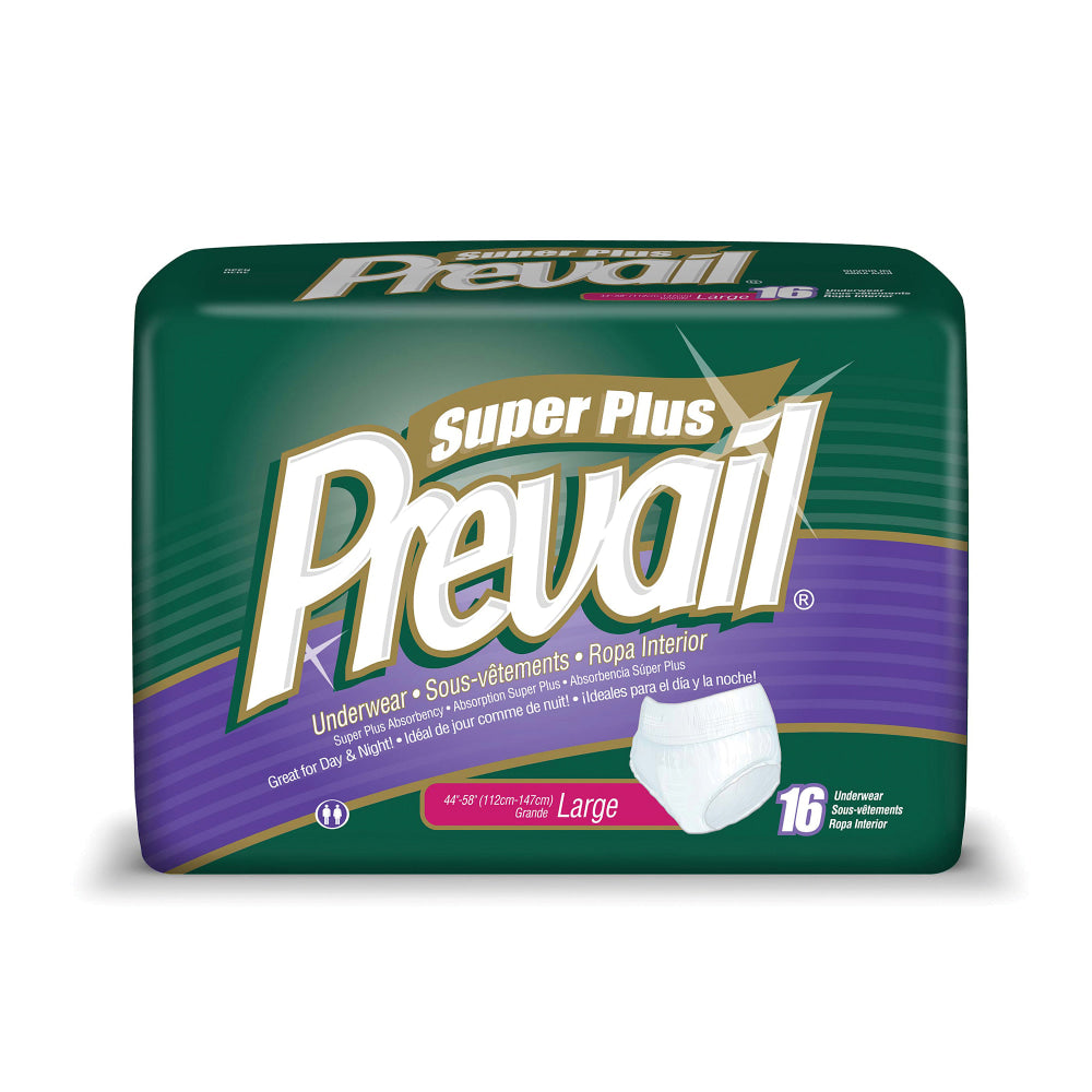 Prevail Protective Underwear-Super Plus, Large, 44in-58in, Blue, Box Of 16