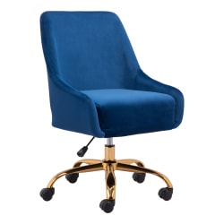 Zuo Modern Madelaine Ergonomic High-Back Office Chair, Blue/Gold