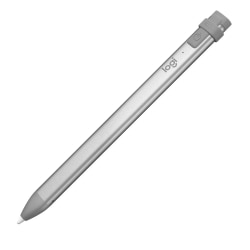 Logitech Crayon Stylus - Capacitive Touchscreen Type Supported - Replaceable Stylus Tip - Aluminum, Silicone Rubber - Gray - Tablet Device Supported