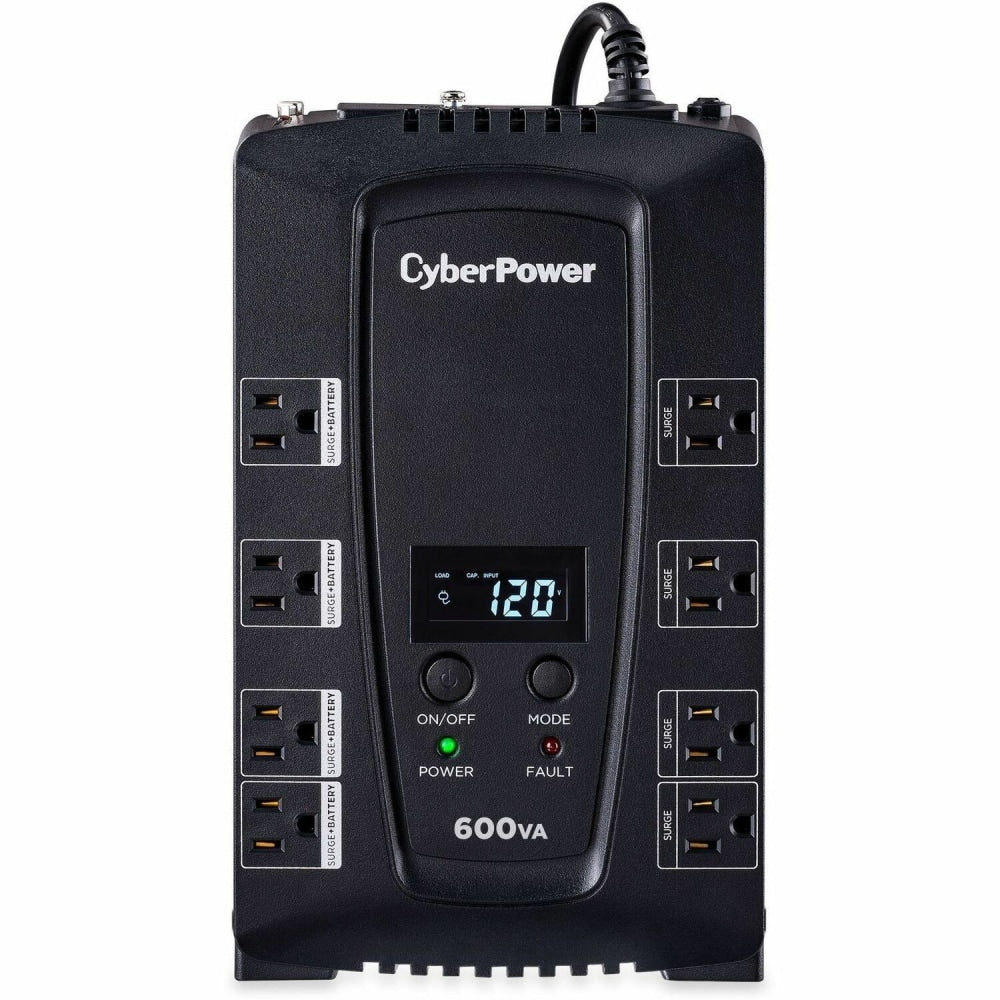 CyberPower CP600LCD Uninterruptible Power Supply, 8 Outlets, 600VA/340 Watt