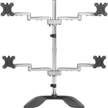 Load image into Gallery viewer, StarTech.com Quad Monitor Stand - Desktop VESA 4 Monitor Arm up to 32in Screens - Ergonomic Articulating Pole Mount - Adjustable - Silver - VESA 75x75/100x100mm desktop quad monitor stand 2x2 supports 4 displays up to 32in 17.6lb per screen