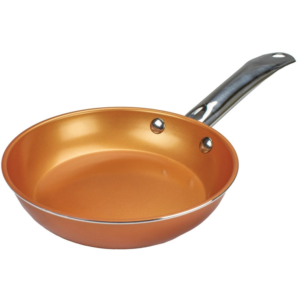 Brentwood BFP-324C 9.5-inch Non-Stick Induction Copper Frying Pan - 1 Pieces - Cooking, Frying, Boiling, Sauteing, Braising, Baking - Dishwasher Safe - Oven Safe - 9.50in Frying Pan - Copper, Silver, Orange - Copper, Ceramic Body - Stainless Steel Handle