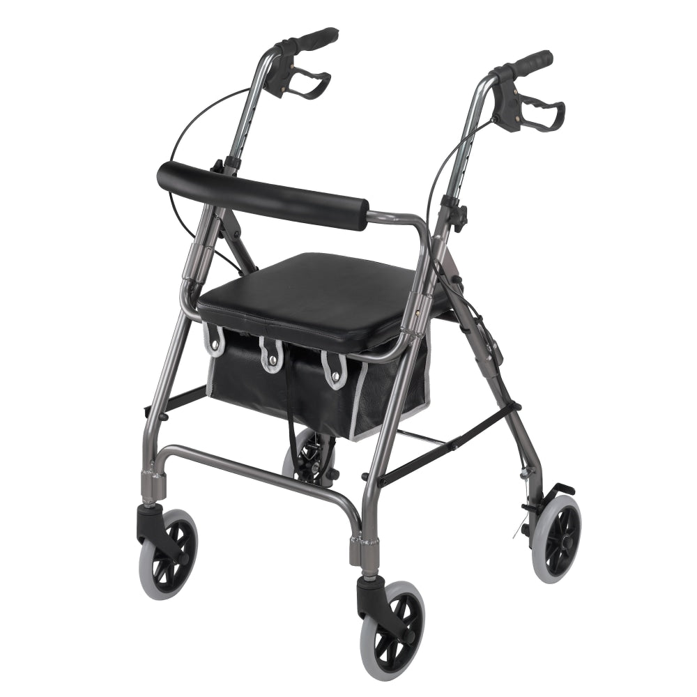 DMI Adjustable Aluminum Rollator With Seat, 32 1/4in x 24 1/2in, Titanium