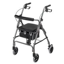 Load image into Gallery viewer, DMI Adjustable Aluminum Rollator With Seat, 32 1/4in x 24 1/2in, Titanium