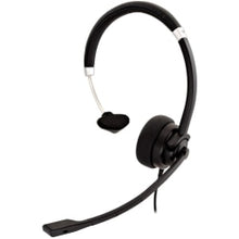 Load image into Gallery viewer, V7 Deluxe Mono Headset - Mono - Mini-phone (3.5mm) - Wired - 31.50 Hz - 20 kHz - Over-the-head - Monaural - Supra-aural - 5.91 ft Cable - Echo Cancelling, Noise Cancelling, Omni-directional Microphone - Black, Silver