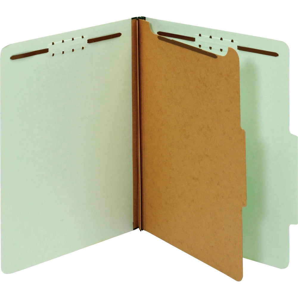 Pendaflex 1-Divider Pressboard Classification Folders, 2/5in Tab Cut, Right Tab Position, 2in Expansion, Letter Size, Gray/Green, Box Of 10