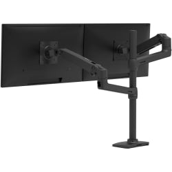 Ergotron Desk Mount for Monitor, Display, TV - Matte Black - Height Adjustable - 2 Display(s) Supported - 40in Screen Support - 44 lb Load Capacity - 100 x 100, 75 x 75 - VESA Mount Compatible