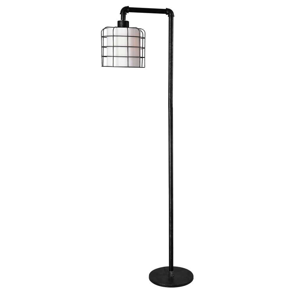 Kenroy Home Alcatraz Floor Lamp, 61inH, White Shade/Bronze Graphite Base