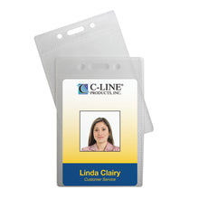 Load image into Gallery viewer, C-Line Poly ID Badge Holders, Vertical, 2 1/2in x 3 1/2in, Clear, 12 Badges Per Pack, Set Of 5 Packs