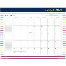 Load image into Gallery viewer, 2023-2024 Simplified by Emily Ley for AT-A-GLANCE Academic Monthly Desk Pad Calendar, Happy Stripe, 21-3/4in x 17in, July 2023 To June 2024, EL10-704A