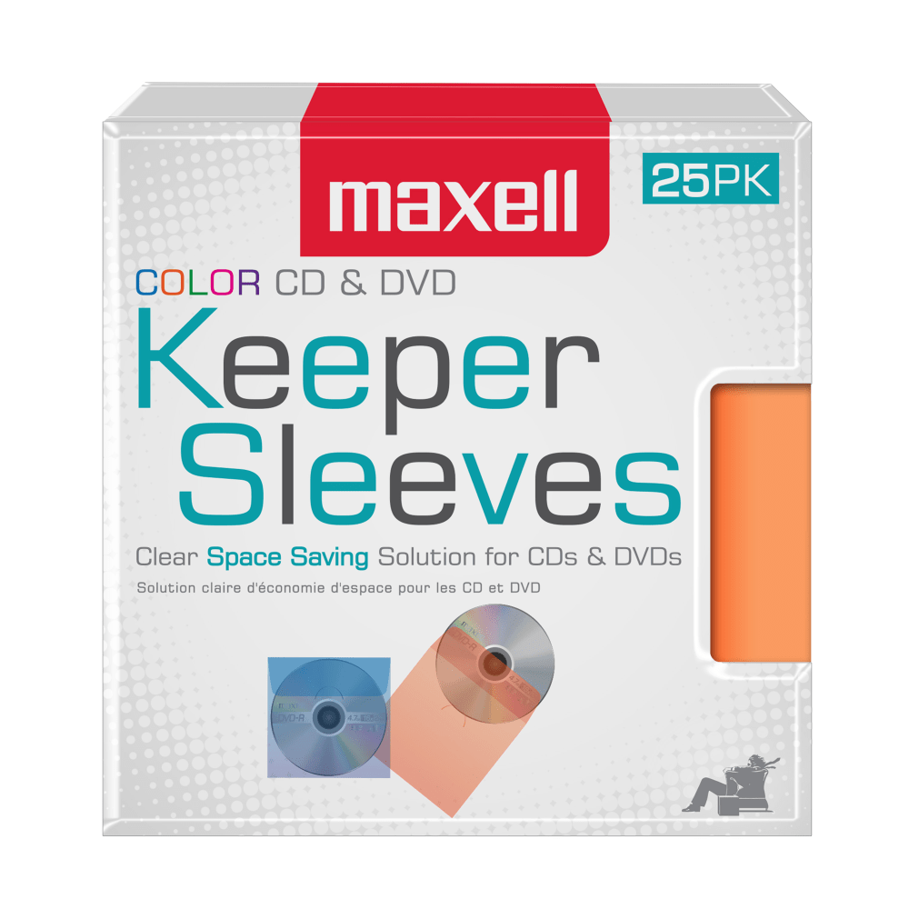 Maxell CD/DVD Keepers, Assorted Colors, Pack Of 25