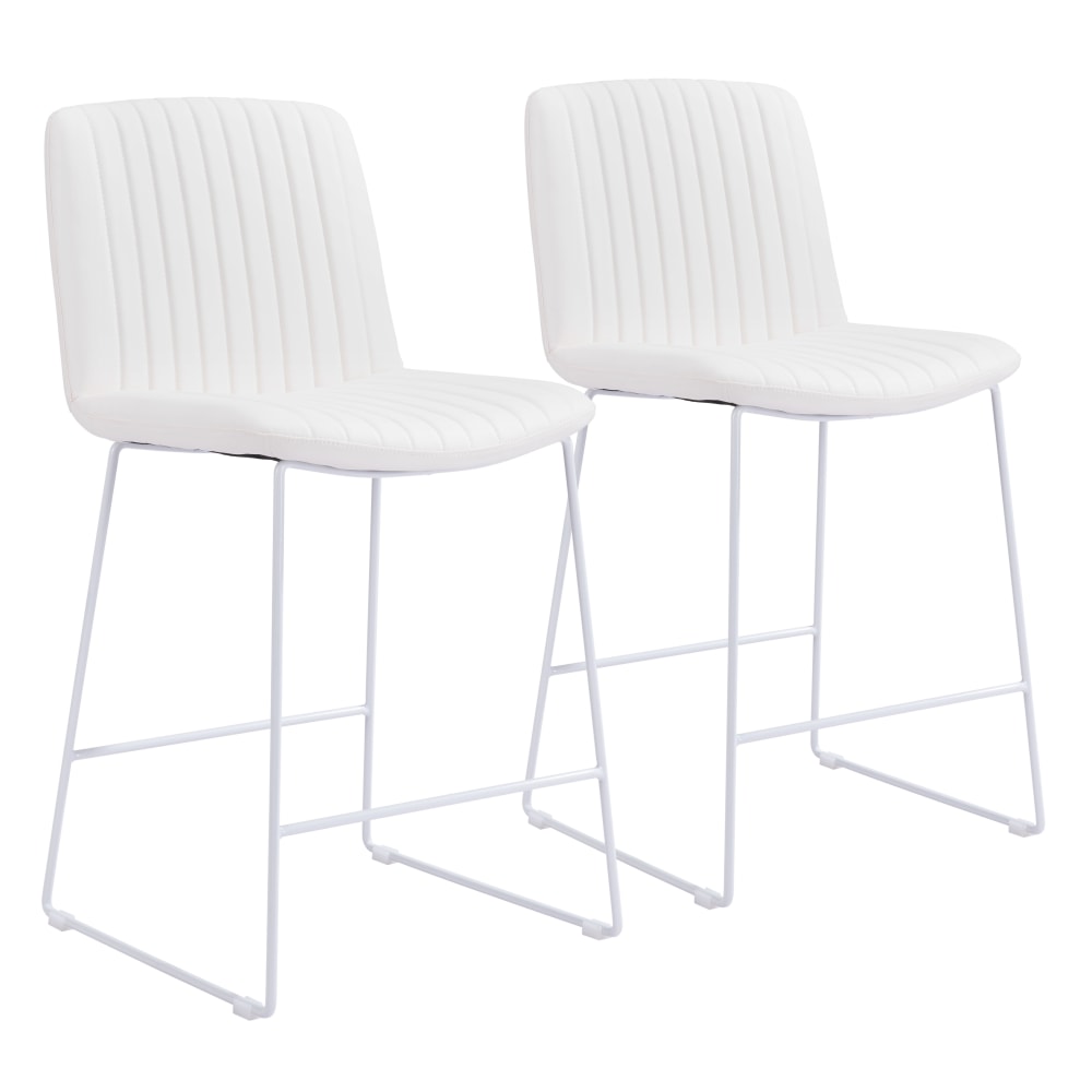 Zuo Modern Mode Counter Stools, White, Set Of 2 Stools