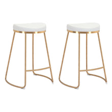 Load image into Gallery viewer, Zuo Modern Bree Counter Stools, White/Gold, Set Of 2