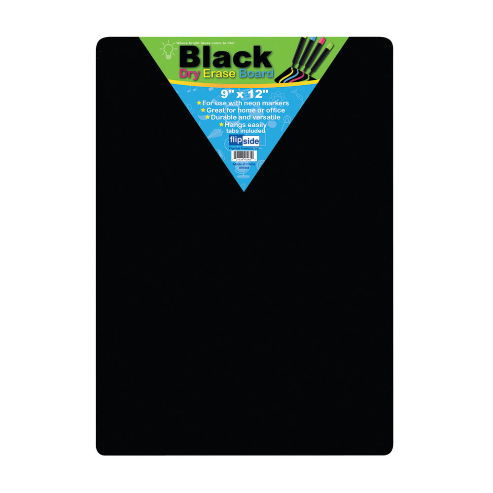 Flipside Non-Magnetic Unframed Dry-Erase Whiteboards, 9in x 12in x 1/8in, Black, Pack Of 6