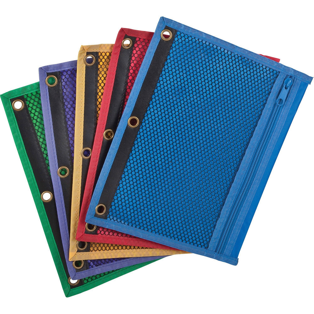 Oxford Zipper Binder Pockets - 7 1/2in x 10 1/2in Sheet - Ring Binder - Assorted - Vinyl - 1 Each