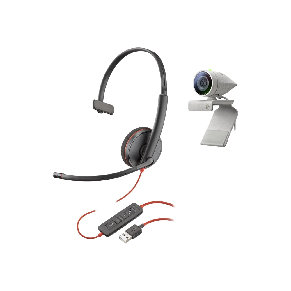 Poly Studio P5 - Web camera - color - 720p, 1080p - audio - USB 2.0 - with Poly Blackwire 3210 Headset