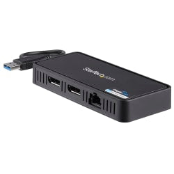 StarTech.com USB 3.0 Mini Dock - Dual Monitor USB Type-A Laptop Docking Station - DisplayPort 4K 60Hz & Gigabit Ethernet - 1ft (30cm) cable