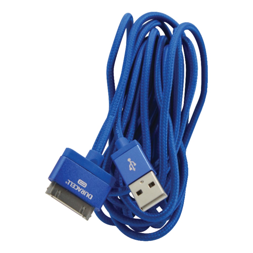 Duracell Sync & Charge 30-Pin USB Cable, 10ft, Blue