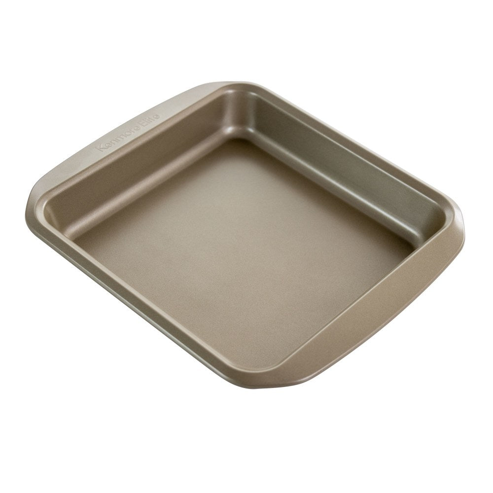 Kenmore Elite Carbon Steel Non-Stick Square Cake Pan, 8in, Brown