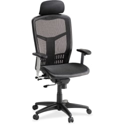 Lorell Ergomesh High-Back Chair With Adjustable Headrest, Black