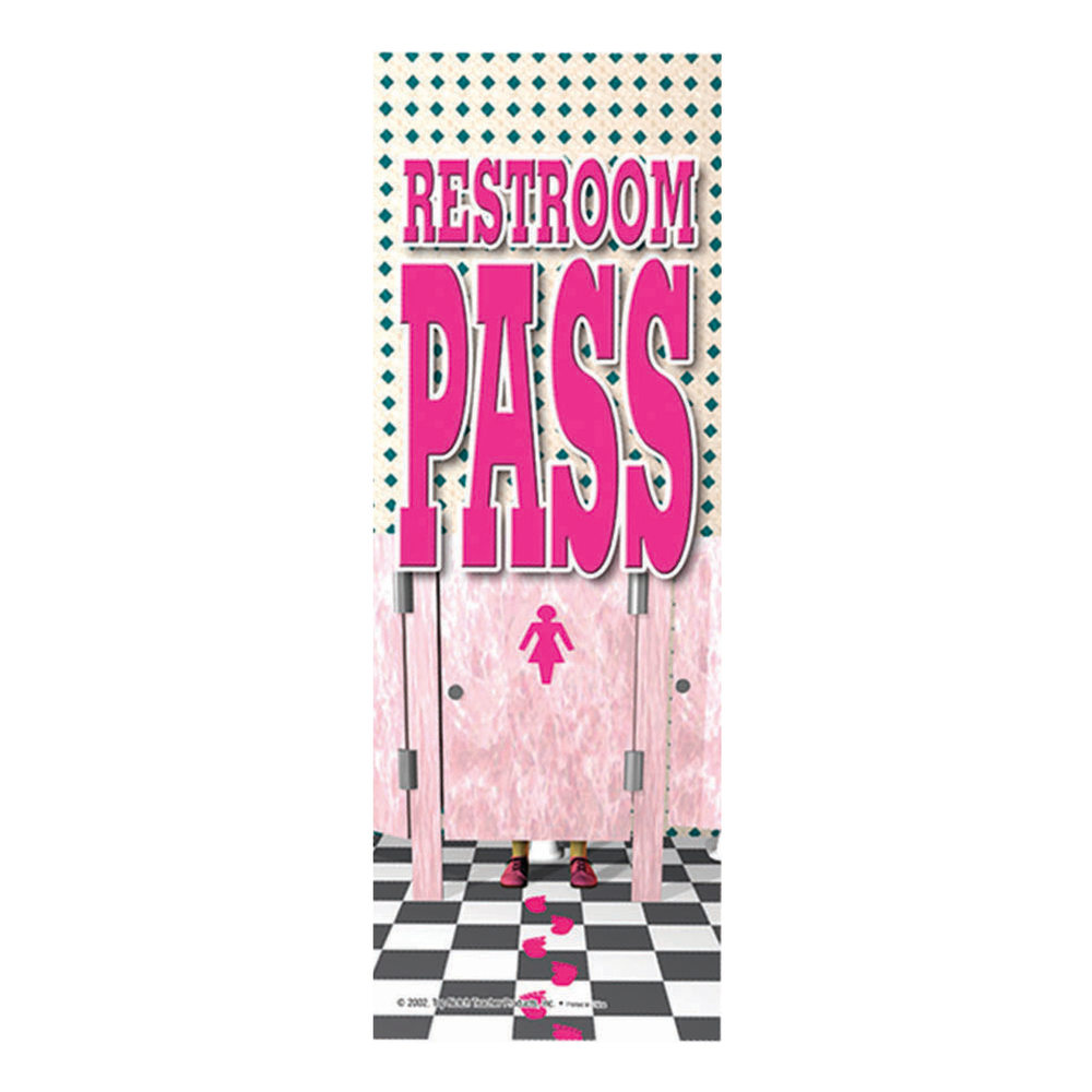 Top Notch Girls Restroom Hall Passes, 9in x 3 1/2in, Multicolor, Pack Of 6