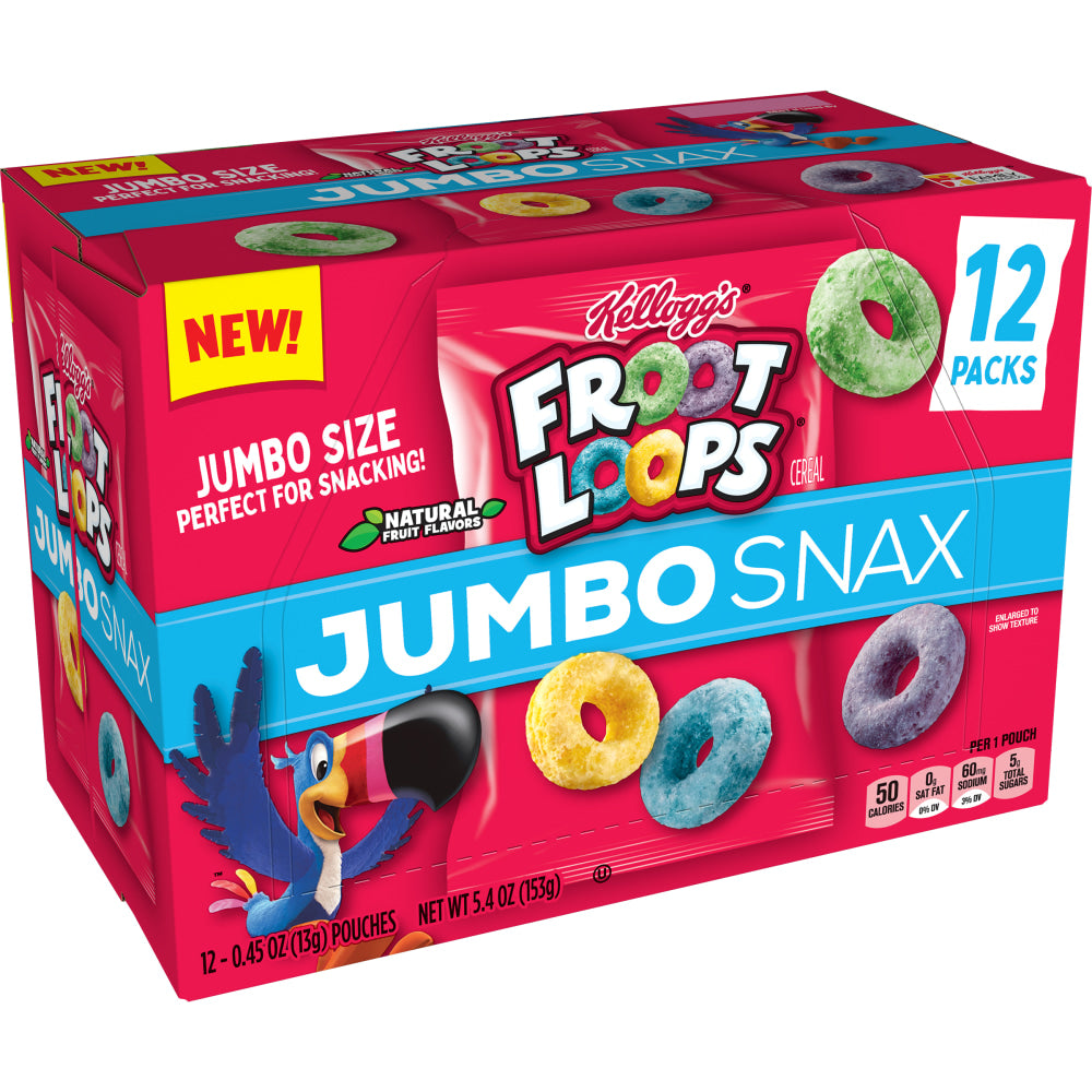 Fruit Loops Jumbo Snax, 0.45 Per Pack, Box Of 12 Packs