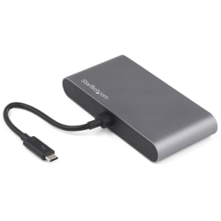 StarTech.com Thunderbolt 3 Mini Dock - Portable Dual Monitor TB3 Docking Station DisplayPort 4K 60Hz - 1x USB-A, GbE - 11in (28cm) Cable - Thunderbolt 3 mini dock - 40Gb video & data/dual monitor DisplayPort 4K 60Hz/1x USB-A 3.0 5Gbps/GbE