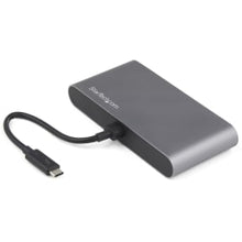 Load image into Gallery viewer, StarTech.com Thunderbolt 3 Mini Dock - Portable Dual Monitor TB3 Docking Station DisplayPort 4K 60Hz - 1x USB-A, GbE - 11in (28cm) Cable - Thunderbolt 3 mini dock - 40Gb video &amp; data/dual monitor DisplayPort 4K 60Hz/1x USB-A 3.0 5Gbps/GbE