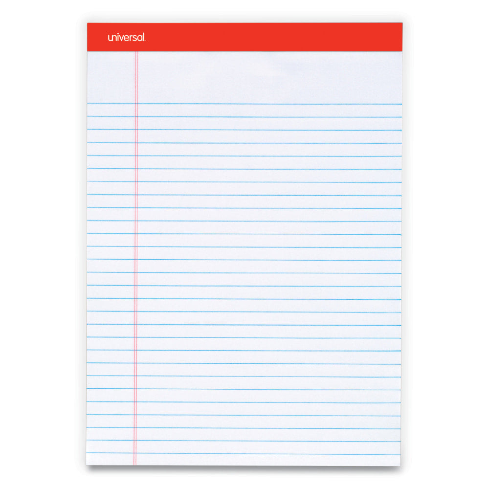 Universal Perforated Ruled Writing Pads, Wide/Legal Rule, 8-1/2in x 11-3/4in, White, Pack Of 12 Pads