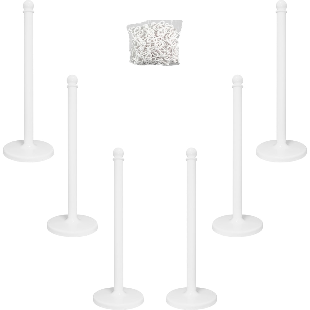 Tatco Plastic Stanchions, 14in x 14in x 39in, White, Box Of 6