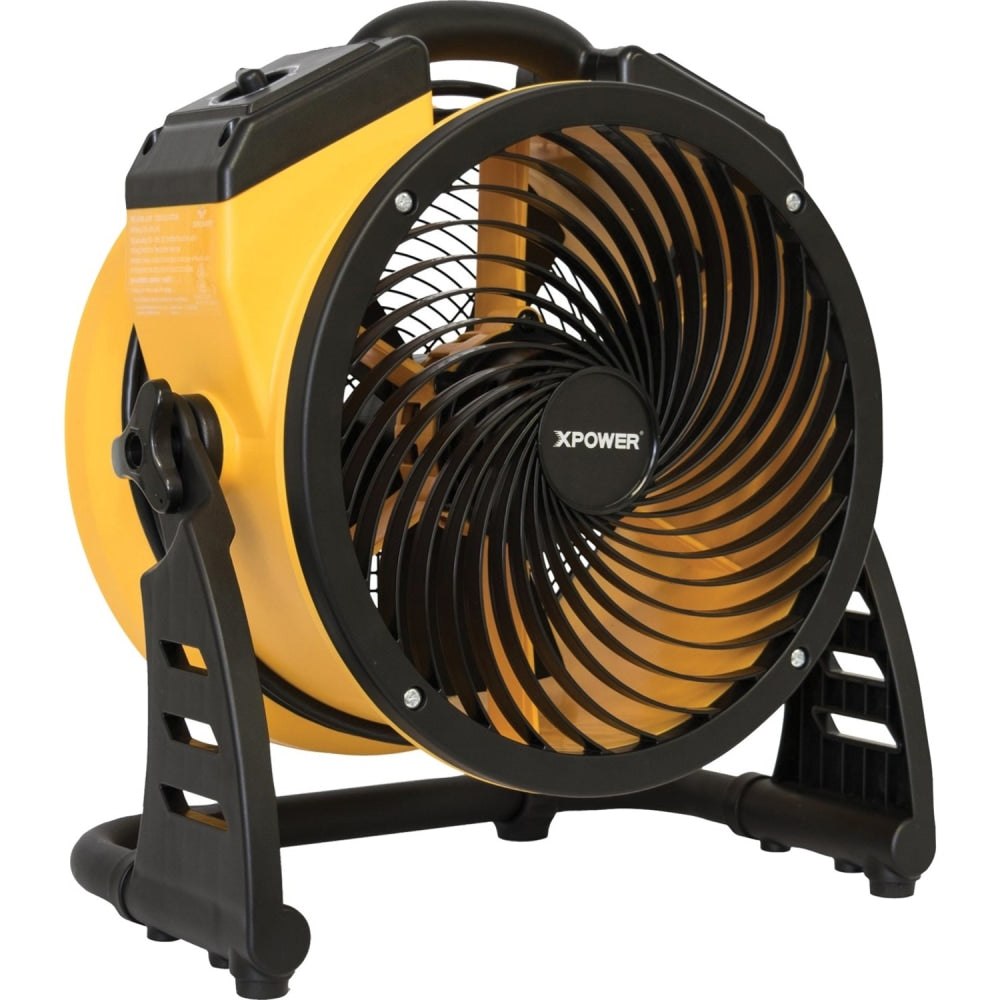 XPOWER FC-100 Multipurpose 11in Pro Air Circulator Utility Fan - 5 Blades - 11in Diameter - 4 Speed - Stackable, 360 deg. Swivel, Timer, Carrying Handle, Quiet, Adjustable Airflow - 8.9in Height x 14.2in Width - Plastic, Polypropylene - Yellow