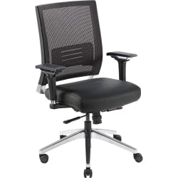 Lorell Ergonomic Bonded Leather/Mesh Executive Swivel Chair, Black