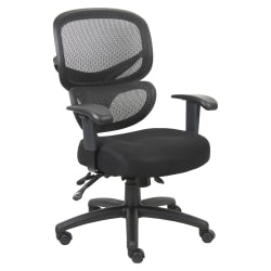 Lorell Contemporary Ergonomic Mesh/Fabric High-Back Chair, Black