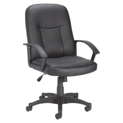 Lorell Manager Ergonomic Bonded Leather Mid-Back Chair, Black