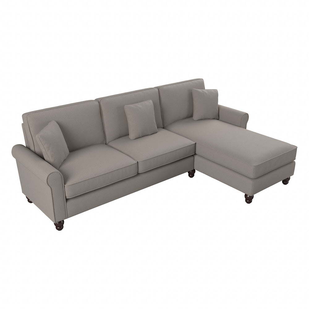 Bush Furniture Hudson 102inW Sectional Couch With Reversible Chaise Lounge, Beige Herringbone Fabric, Standard Delivery