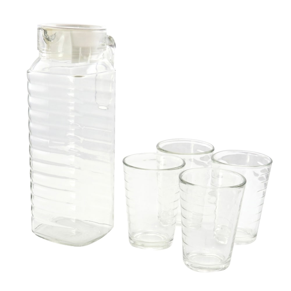 Gibson Everyday Pitcher And Tumbler Glassware Set, Clear