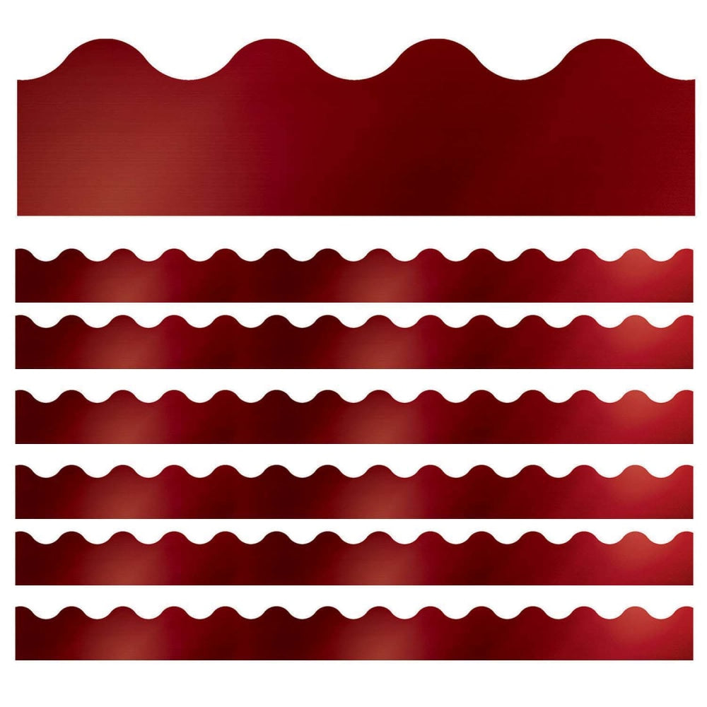 Carson Dellosa Education Scalloped Border, Sparkle + Shine Cherry Foil, 39ft Per Pack, Set Of 6 Packs