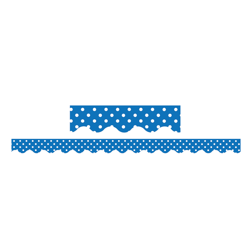 Teacher Created Resources Border Trim, 2 3/16in x 35in, Blue Mini Polka Dots, Pack Of 12